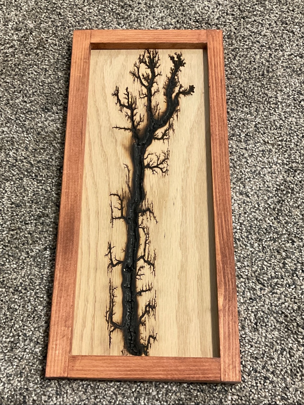 Handcrafted Lichtenberg Wood Wall Art - Black Lightning on Natural Wood
